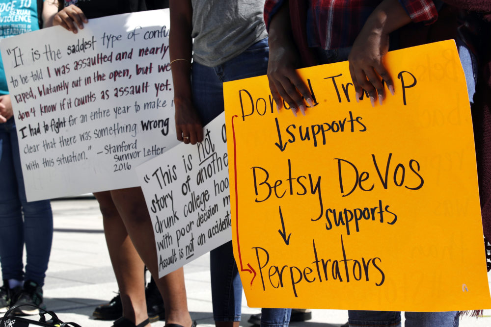 Protest against Title IX regulation changes under Betsy Devos
